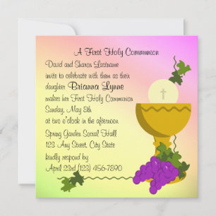 Invitation Chalis et raisins 1ère communion