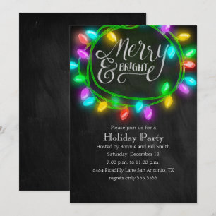 Invitation Chalk coloré Joyeux et lumières brillantes vacance