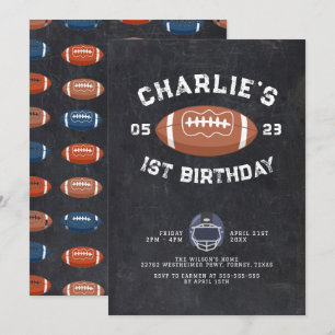 Invitation Chalkboard 1er anniversaire Football Party