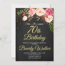 Chalkboard 70e anniversaire des femmes florales su