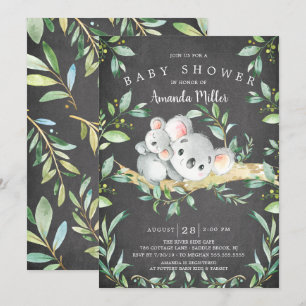 Invitation Chalkboard Adorable Baby shower d'ours Koala