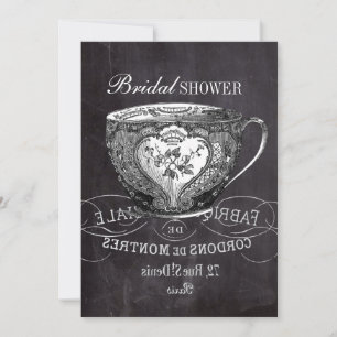 Invitation Chalkboard Alice à Wonderland tea party teacup