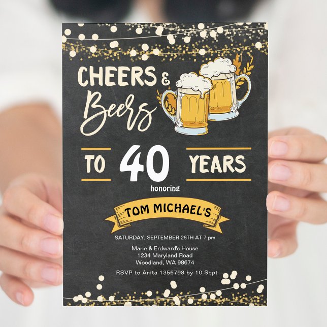 Invitation Chalkboard applaudit et bières anniversaire (Créateur téléchargé)