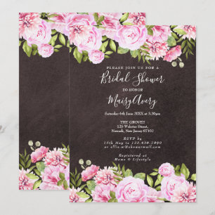 Invitation Chalkboard Aquarelle Fête des mariées florale