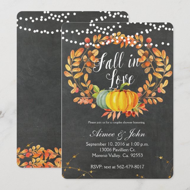 Invitation Chalkboard automne (Devant / Derrière)
