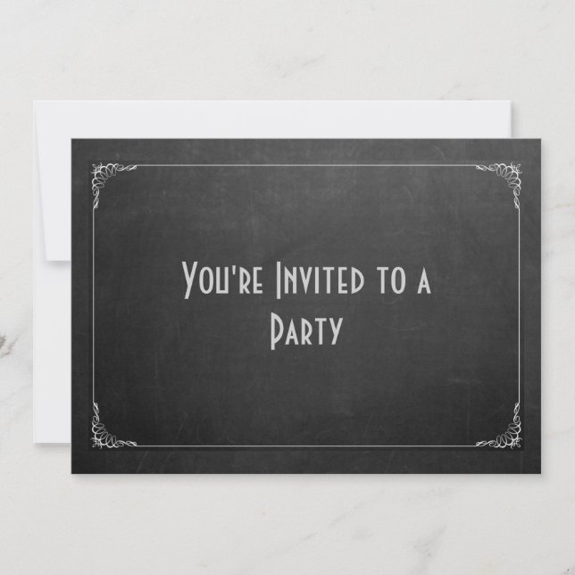 Invitation Chalkboard avec Famcy Border Party générique (Devant)