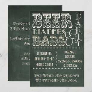 Invitation Chalkboard Bières Diapositives et Baby shower DADS