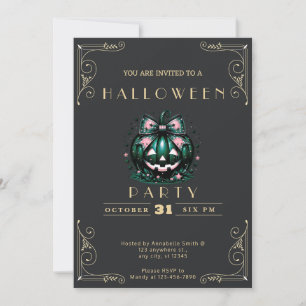 Invitation Chalkboard Black & Gold Jack-O' Lantern Halloween