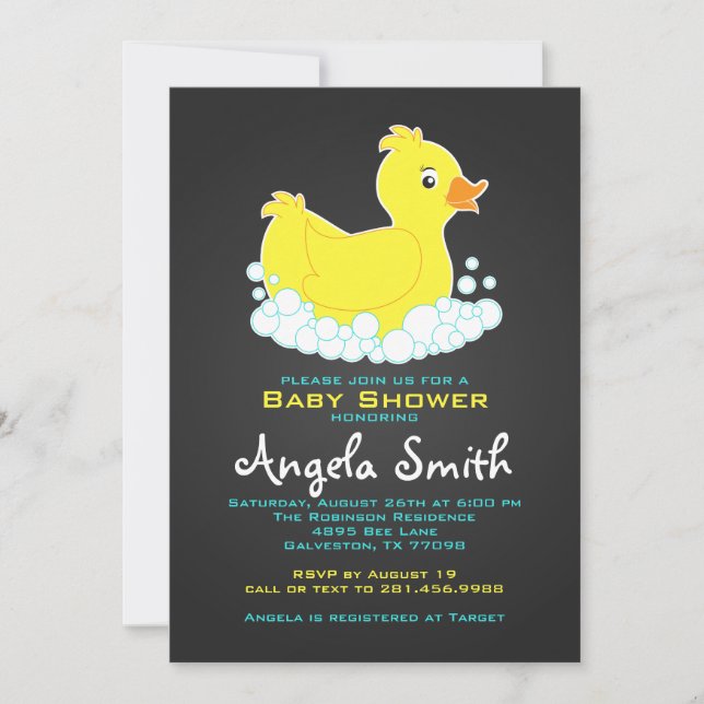 Invitation Chalkboard Caoutchouc Baby shower (Devant)