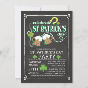 Invitation Chalkboard Célébrer St Patrick's Day Dinner Party