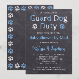 Invitation Chalkboard Chien Bleu Baby shower Garçon Par Mail