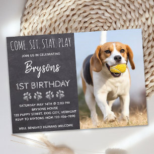 Invitation Chalkboard Chien chiot Anniversaire