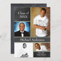 Chalkboard Collage Basketball - Grad Announcement