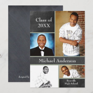 Invitation Chalkboard Collage Basketball - Grad Announcement