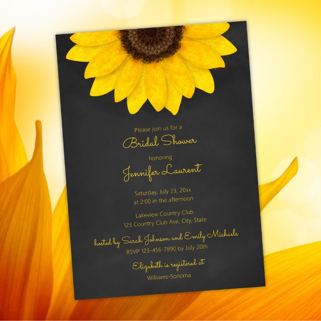 Invitation chalkboard de tournesol rustique floral nuptiale (Créateur téléchargé)