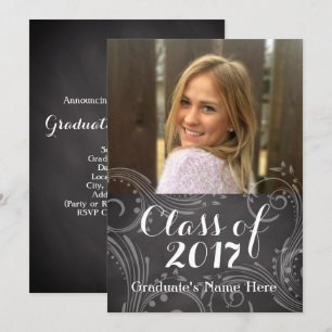 Invitation Chalkboard Elegant Class of 2016 Photo Graduation