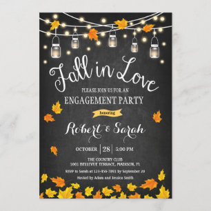 Invitation Chalkboard Fall In Love Engagement Party