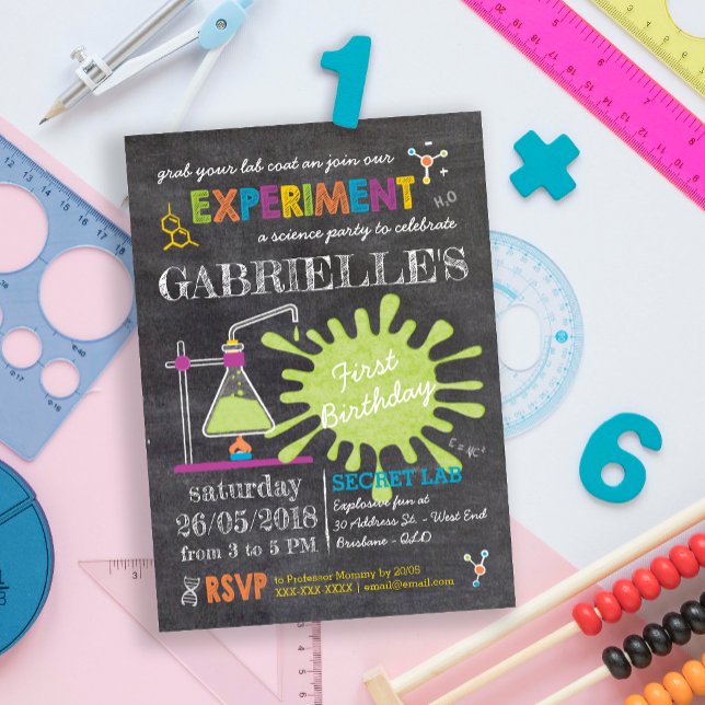 Invitation Chalkboard Fête de la Science Mad Anniversaire (Créateur téléchargé)