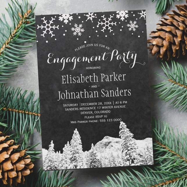 Invitation Chalkboard fête d'engagement hivernale des merveil (Créateur téléchargé)