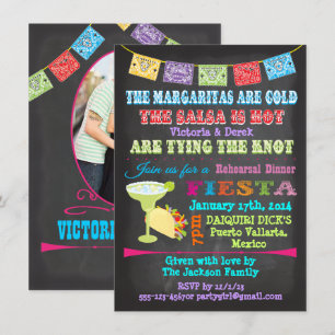 Invitation Chalkboard Fiesta mexicaine avec photo retour