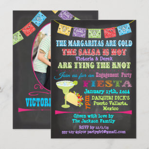 Invitation Chalkboard Fiesta mexicaine avec photo retour