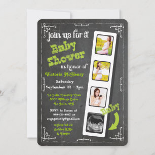 Invitation Chalkboard Film Strip Ultrasound Baby shower