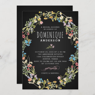 Invitation Chalkboard fleurs sauvages cadre nuptiale douche