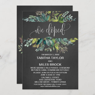 Invitation Chalkboard Foliage We Elopement Réception