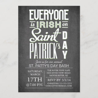 Invitation Chalkboard Fun Typographie St. Patrick's Day Party