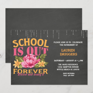 Invitation Chalkboard Funny Enseignant Floral Retraite Invit