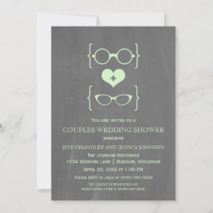Invitation Chalkboard Geeky Lunettes Couples Douche Invitatio