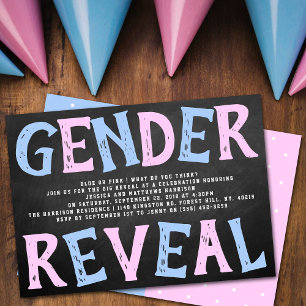 Invitation Chalkboard Genre Revevela Party ! Baby shower