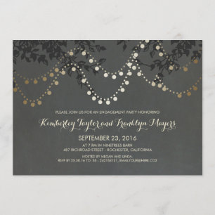 Invitation Chalkboard Gold String Lights