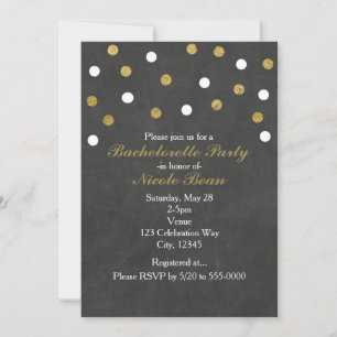 Invitation Chalkboard Gold & White Confetti Celebration Party