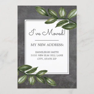 Invitation Chalkboard Green Feuilles Changer d'adresse