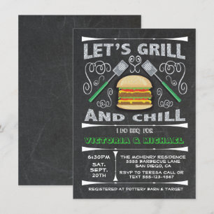 Invitation Chalkboard I Do barbecue BBQ fiançailles
