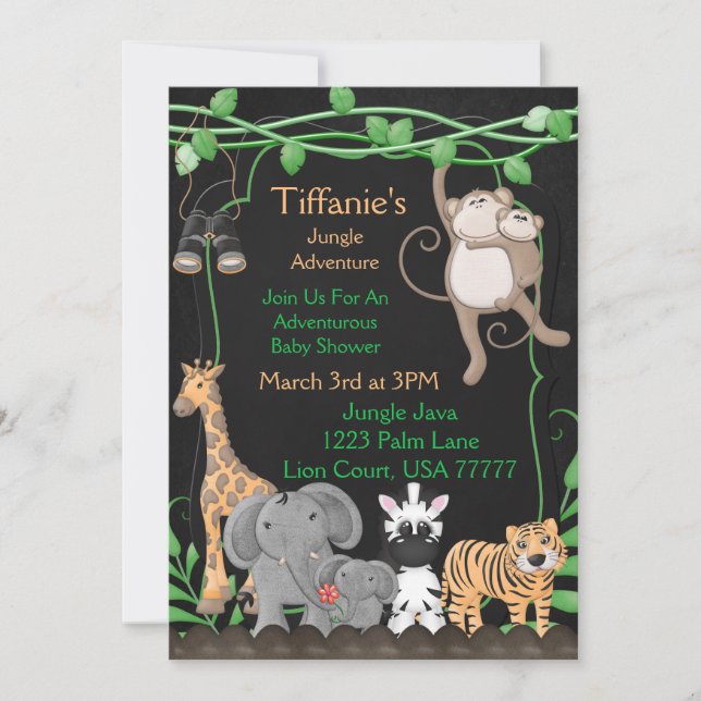 Invitation Chalkboard Jungle Thème Baby Fête des mariées Invi (Devant)