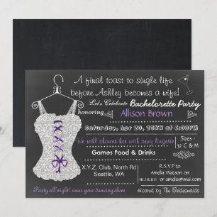 Invitation Chalkboard Lace Lingerie Douche Bachelorette
