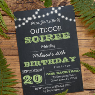 Invitation Chalkboard Lights Green Toutes les occasions Invit