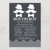 Chalkboard Little Man Mustache TWINS Baby shower