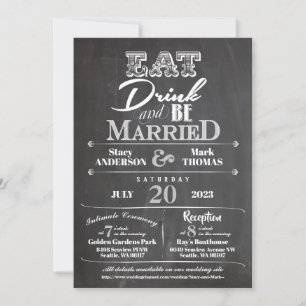 Invitation Chalkboard Manger Boire et être marié Mariage