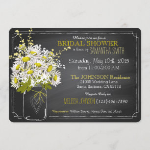 Invitation Chalkboard, Mason Jar et Daisy Fête des mariées