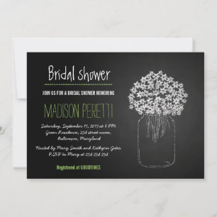 Invitation Chalkboard Mason Jar Flowers Fête des mariées