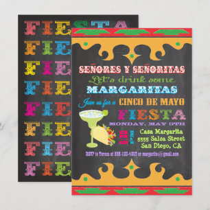 Invitation Chalkboard Mexicaine Fiesta Cinco de Mayo Invitati