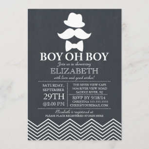 Invitation Chalkboard moderne Baby shower de moustache Little