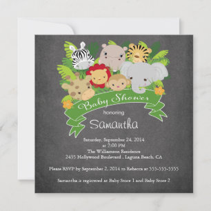 Invitation Chalkboard moderne Jungle Safari Baby shower anima