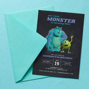 Invitation Chalkboard Monsters Inc. 1er Anniversaire Invitati