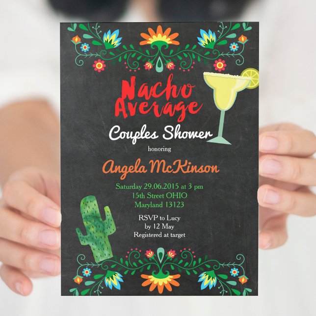 Invitation Chalkboard Nacho Moyenne Couple Douche Floral (Créateur téléchargé)