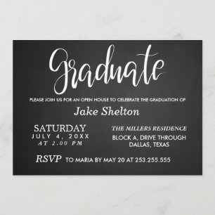 Invitation Chalkboard Open House Graduation   manuscrit