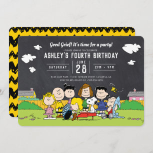 Invitation Chalkboard Peanuts Charlie Brown et Gang Anniversa